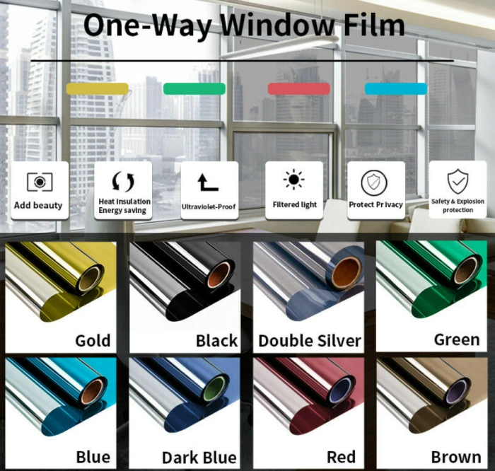 One Way Window Film, Daytime Privacy Heat Control Sun Blocking Anti UV Reflective Mirror Tint Film Glass Window & Door Covering - Image 2