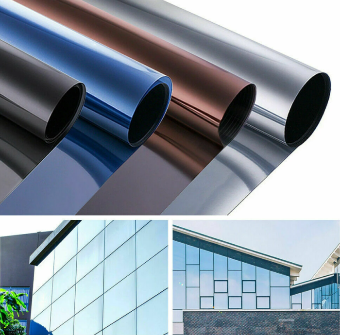 Black silver One Way Reflective Window Film Heat Control Decorative Glass Vinyl Solar film Protection Window Tint film - Image 13