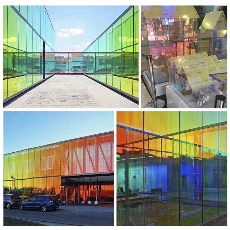 Colorful Rainbow Glass film 30cm* 100cm Window Tint Decorative Window Films  Iridescent Holographic Clear Chameleon Film - maxelx