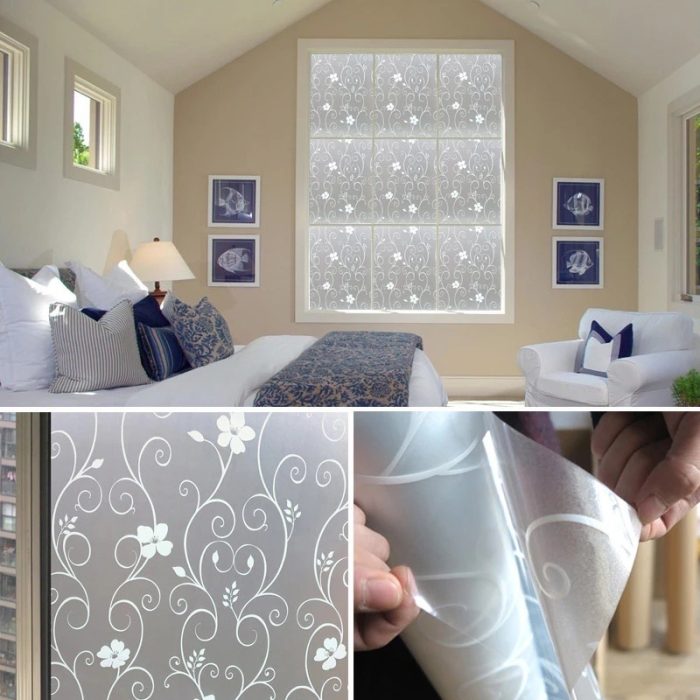 Matte Frosted Flowers Decorative Window Film Privacy Vinyl Self-adhesive Glass Film S041 - Image 9